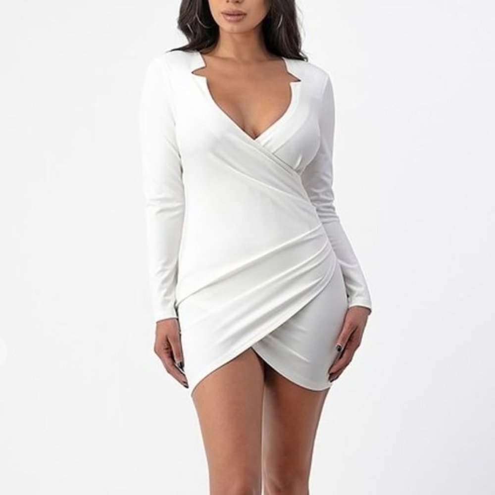 Shop 17 Wrapped Bodycon Mini Dress White Size Large NWT